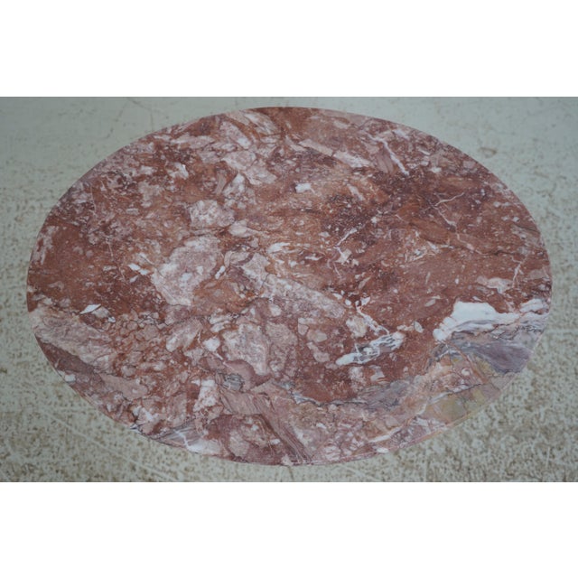 1960s Pair Italian Style Oval Marble Top Occasional Tables For Sale - Image 5 of 12
