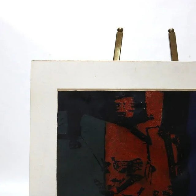 Black 1960s Mid Century Modern Abstract Impressionist Mixed Media Print C1968, Framed For Sale - Image 8 of 9