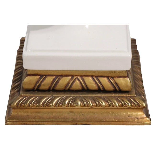 Metal Art Deco Ceramic Table Torchiere Att. To Lenox Poss. Geza De Vegh C 1930’s For Sale - Image 7 of 12