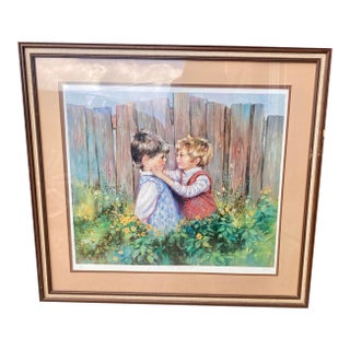 Vintage 70s Mary Vickers Signed "Be My Friend" Limited-Edition Lithograph 770/850 For Sale