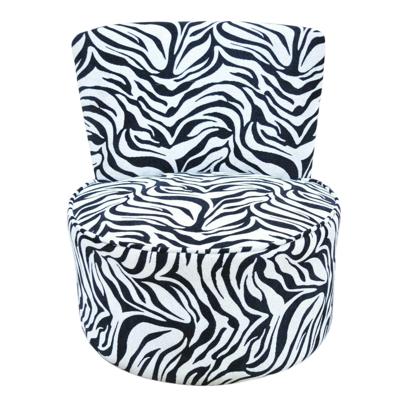 Modern Zebra Pattern Upholstered Round Swivel Club Lounge Chair Chairish