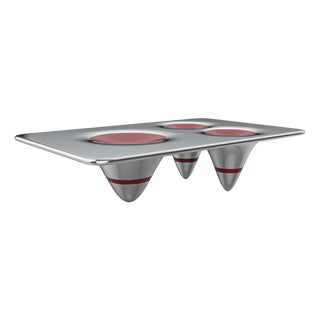 "Gravitazione" Coffee Table With Mirror Polish Stainless, Handcrafted For Sale