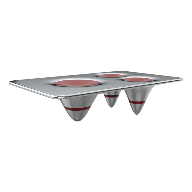 "Gravitazione" Coffee Table With Mirror Polish Stainless, Handcrafted For Sale