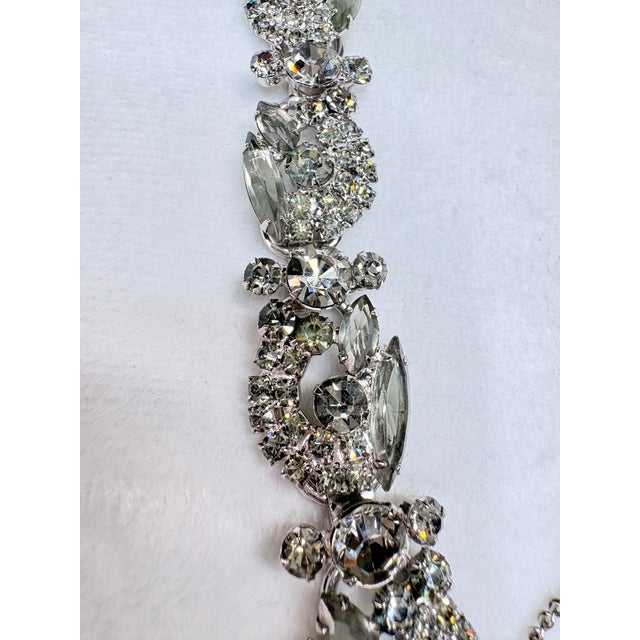 Transparent Vintage Juliana D&e Clear & Smoky Topaz Rhinestone Necklace and Bracelet Set, Attributed For Sale - Image 8 of 16