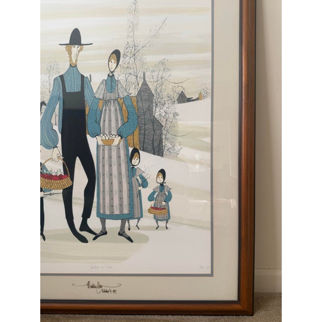 Cornflower Blue Together on Sunday - Rare Silkscreen by P Buckley Moss 4/99 Dated 1983 and Double Signed For Sale - Image 8 of 8