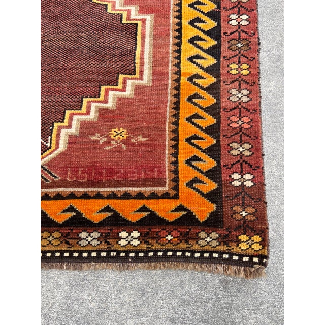 Boho Chic Vintage Orange Warm Colors Nomadic Runner For Sale - Image 3 of 5