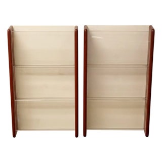 Very Rare! A Pair of 1970s Mid-Century Modern Peter Pepper Walnut Wall Mount Magazine Racks - A Pair For Sale