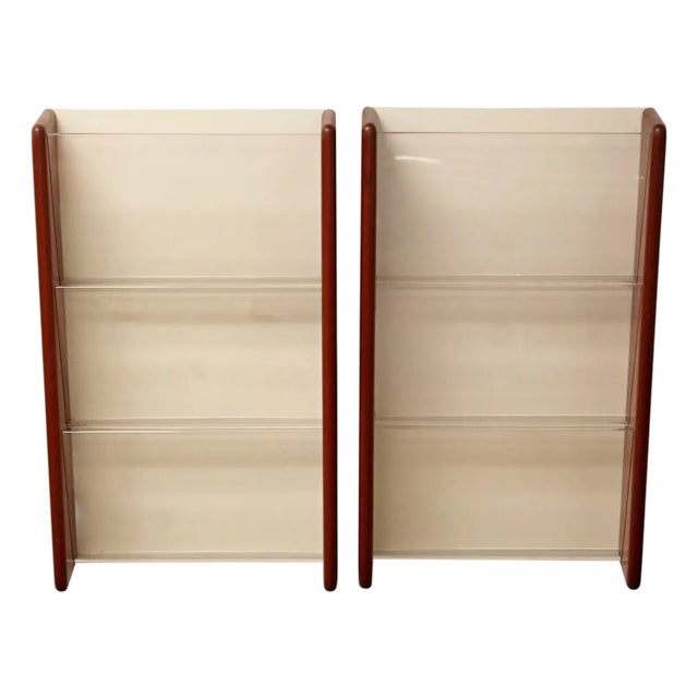 Very Rare! A Pair of 1970s Mid-Century Modern Peter Pepper Walnut Wall Mount Magazine Racks - A Pair For Sale
