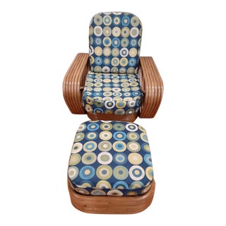 Paul Frankl 6 Strand Chair With Ottomon For Sale