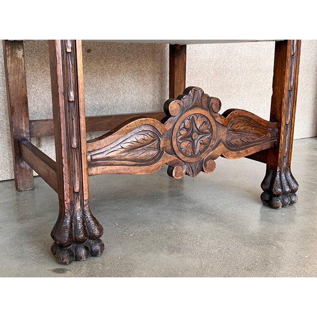 Late 19th Century 19th Century French Carved Walnut Turned Wood Armchair with Claw Feet For Sale - Image 5 of 18