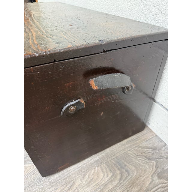 Antique Primitive Painted Pine Blanket Chest Trunk For Sale - Image 9 of 15