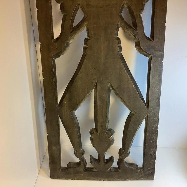 1940s Vintage Bali Hand-Craved Folk Art Deity Wooden Wall Sculpture. For Sale - Image 10 of 11