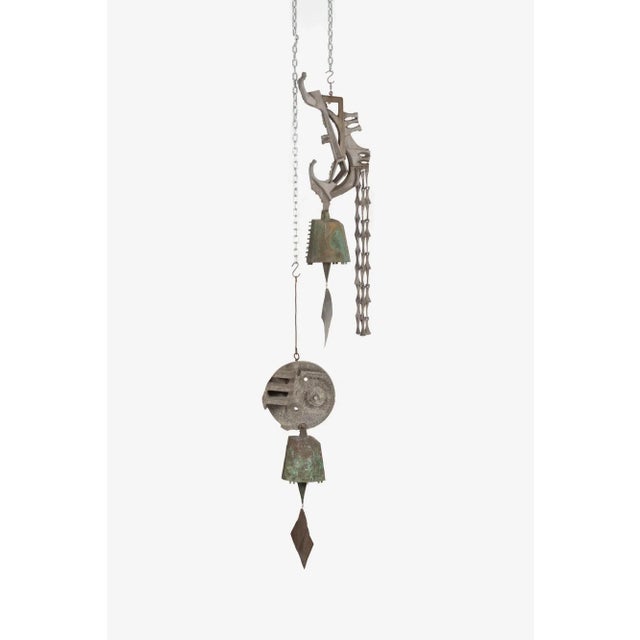 Green 1975 Paolo Soleri Large Brutalist Windbell For Sale - Image 8 of 9