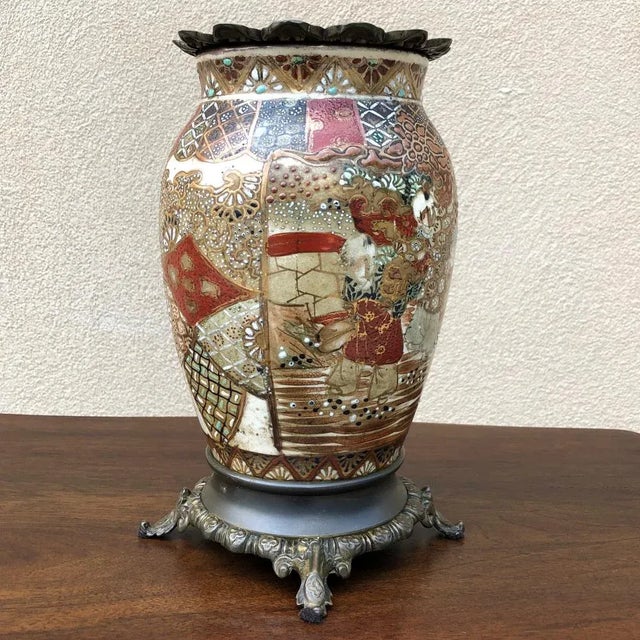 19th Century Oriental Satsuma Vases Ca. 1880 - a Pair For Sale In Baton Rouge - Image 6 of 13