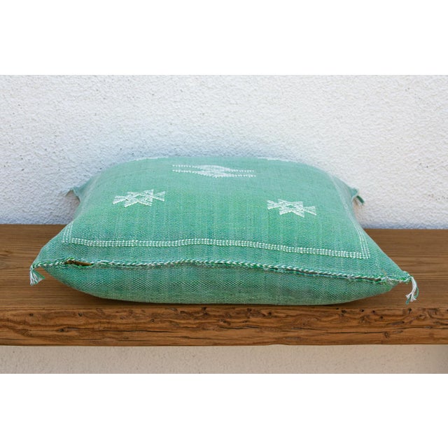 Sage Diamond Cactus Silk Moroccan Pillow For Sale In Los Angeles - Image 6 of 8