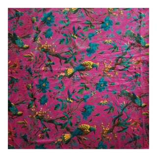 Fuchsia Chinoiseri Cotton Velvet Fabric - 10 Yards For Sale