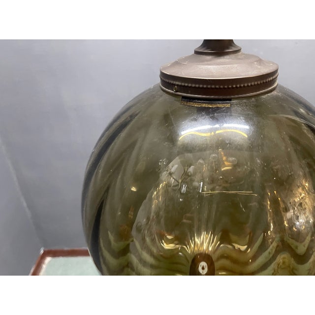 Bronze and Olive Green Murano Glass Pendant Light, 1960s For Sale - Image 4 of 15