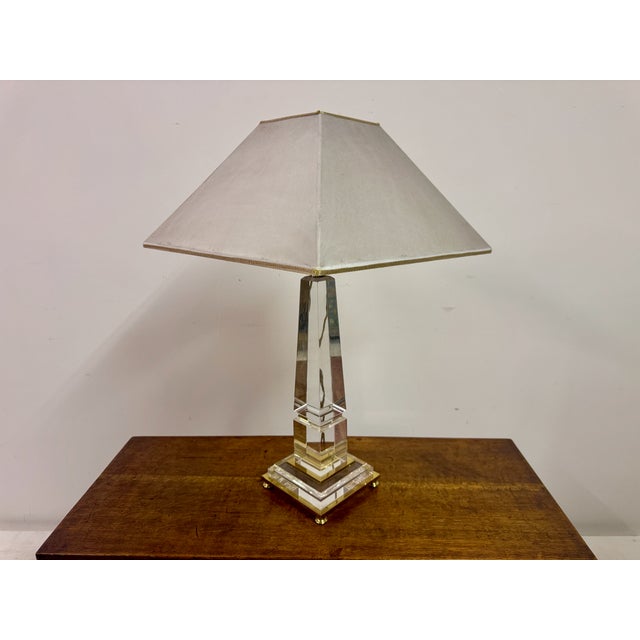 Acrylic and Brass Table Lamp in the style of Sandro Petti, 1970s For Sale - Image 10 of 13
