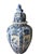 1940s 1940s Big Lidded Delft Jar With Lion Figural Lid. Bird and Floral Panels. Ribbed. For Sale - Image 5 of 8