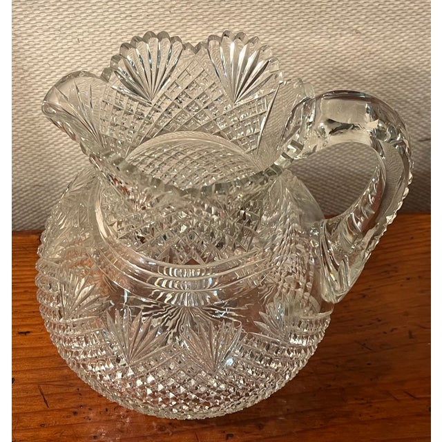 Antique Late 19th Century American Brilliant Glass Cut Crystal Water Pitcher for the Dining Table or Bar For Sale - Image 12 of 18