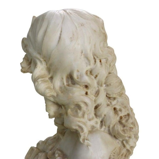 Italian Classical Carved Alabaster Bust of a Maiden With Flowers by P. Bazzanti For Sale - Image 10 of 13