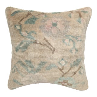 Handmade Muted Tones Rug Throw Pillow Cushion - 16'' X 16'' For Sale