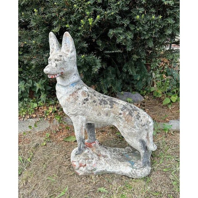 Sculpture Materials Concrete Stone Shepard Garden Dog Ornament Sculpture, 1950s For Sale - Image 7 of 11