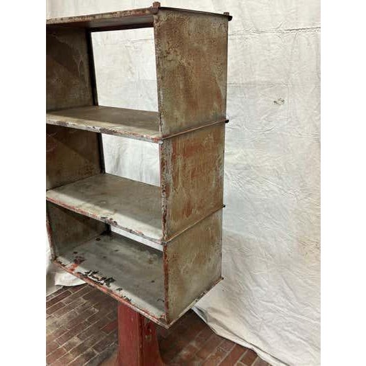 Industrial Metal Bookshelf Display Stand, Sturdy Design, USA, 1935 For Sale In Philadelphia - Image 6 of 11