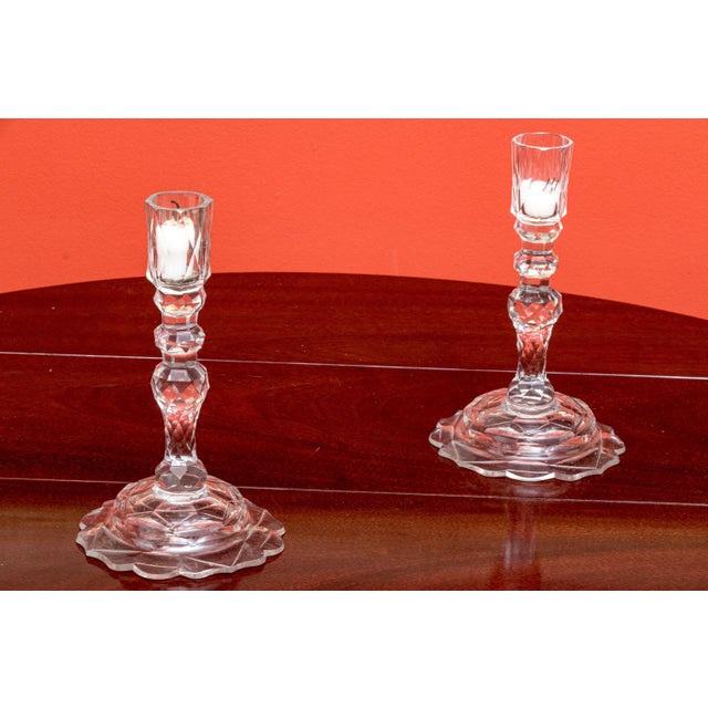 Antique 19th Century Georgian Anglo Irish Blown Glass Cut Crystal Candlesticks - a Pair For Sale - Image 4 of 12