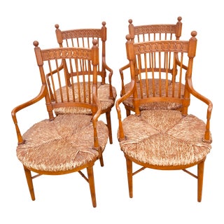 1950s Vintage Tomlinson Dining Chairs- Rush Seat Set of 4 For Sale