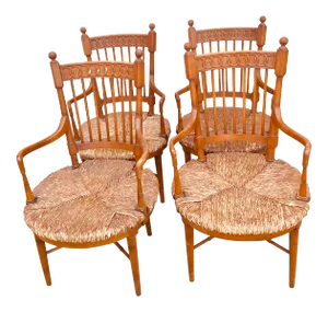 1950s Vintage Tomlinson Dining Chairs- Rush Seat Set of 4