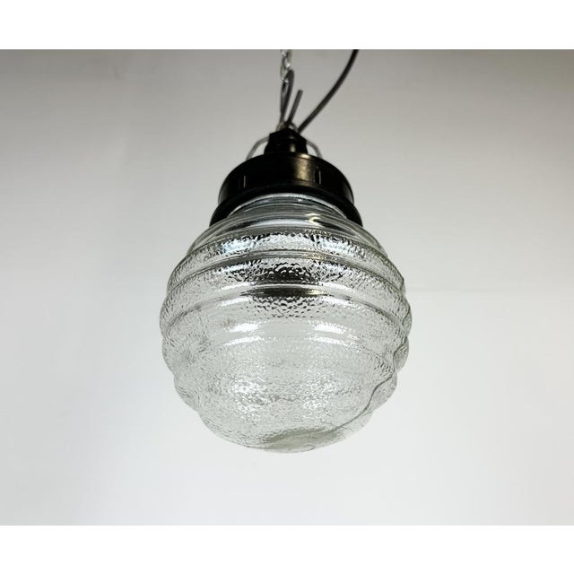 Industrial Bakelite Pendant Light with Ribbed Glass, 1970s For Sale - Image 6 of 14