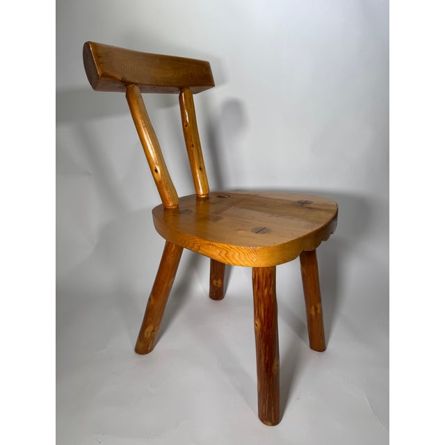 Handcrafted German Folk Pine Chair With Scalloped Seat, Mid-20th Century For Sale - Image 12 of 12