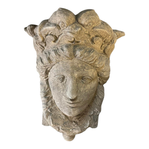 Vintage Neoclassical Cast Stone Maiden Wall Pocket