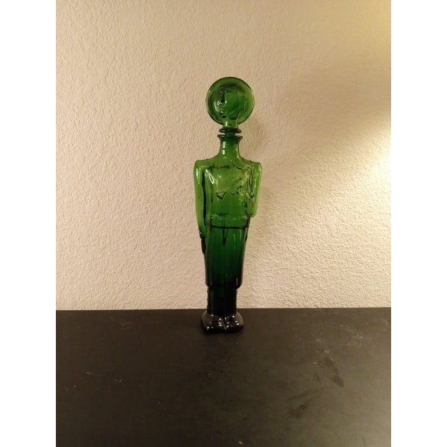 Mid-Century Modern Vintage Green Empoli Bugle Boy Decanter With Stopper, Italy For Sale - Image 3 of 5