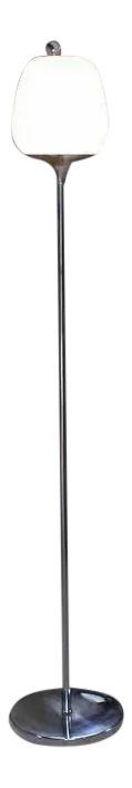 Vintage Mid Century Champagne Glass Shape Chrome Base Floor Lamp