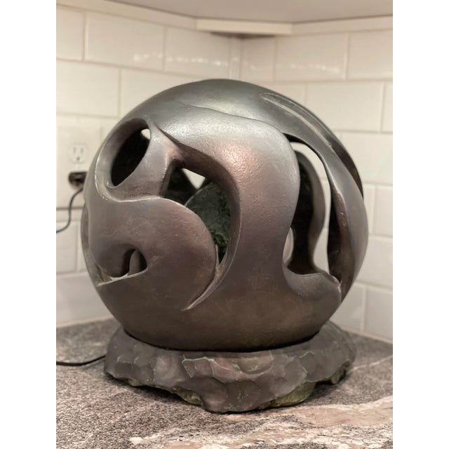 Mid-Century Modern Mid Century Biomorphic Plaster Orb Lamp For Sale - Image 3 of 9