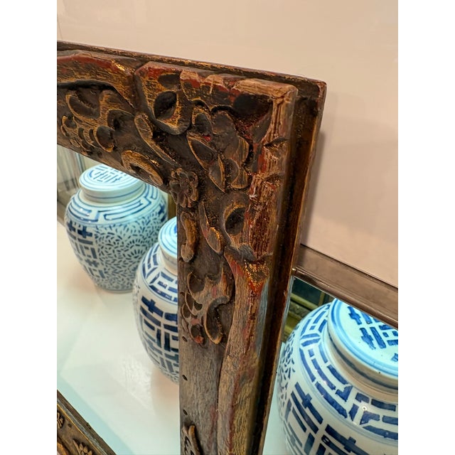 Vintage Hand Carved Wood Picture Frame With Folk Floral Motifs For Sale - Image 10 of 18
