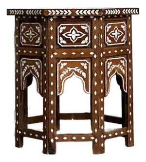 Vintage Boho Mother of Pearl Inlay Side Table
