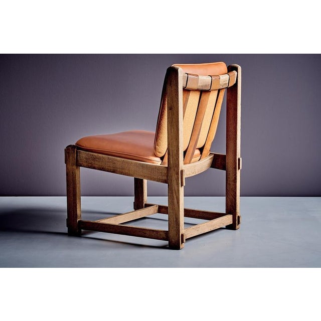 Oak and Aniline Leather Lounge Chair, Germany, 1940s For Sale - Image 4 of 14