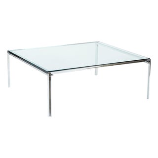 Mid Century Glass & Chrome Coffee Table by Katavalos for Laverne Originals For Sale