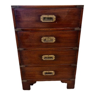 1970s Small 4 Drawer Campaign Chest Cabinet For Sale