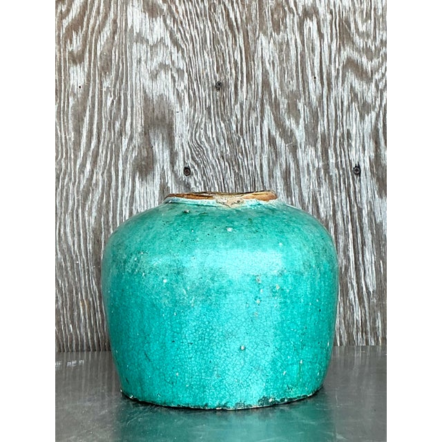 Rustic Vintage Asian Glazed Ceramic Jar For Sale - Image 3 of 5
