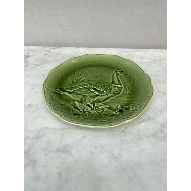 19th Century Green Majolica Mallard Duck Plate Hippolyte Boulenger Choisy le Roi, circa 1890. The manufacture of Choisy le...