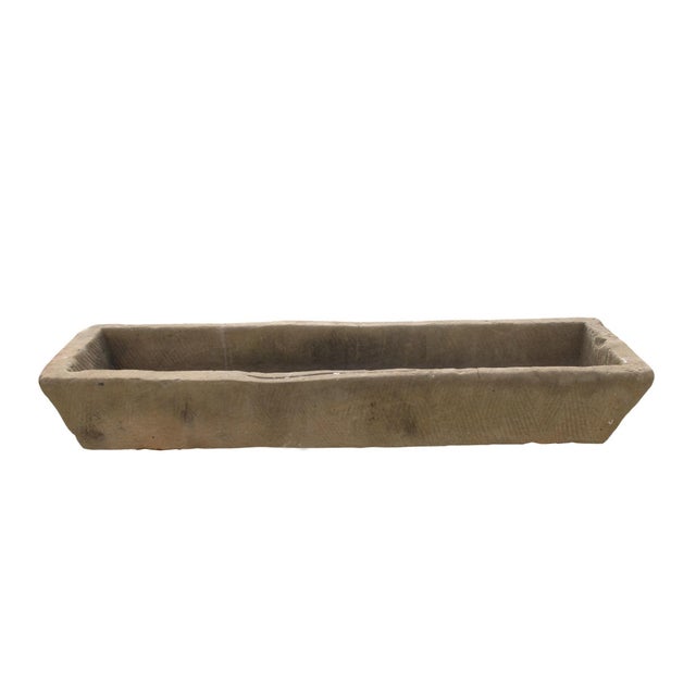 1940s 87" Inch Long Hand Chiseled Stone Trough 65 For Sale - Image 5 of 12