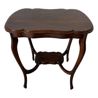 Antique Mahogany Two-Tier Serpentine Accent Table For Sale