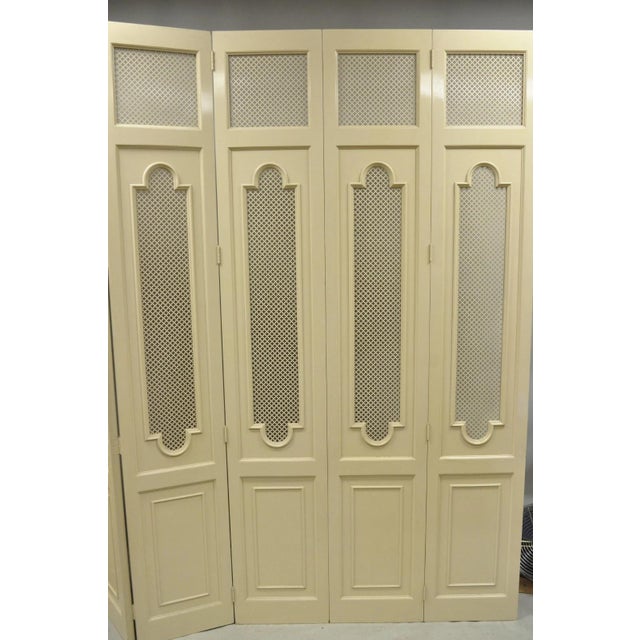 Vintage LRG Hollywood Regency 92" Tall 6 Panel Bone Lacquer Room Divider Screen For Sale - Image 17 of 18