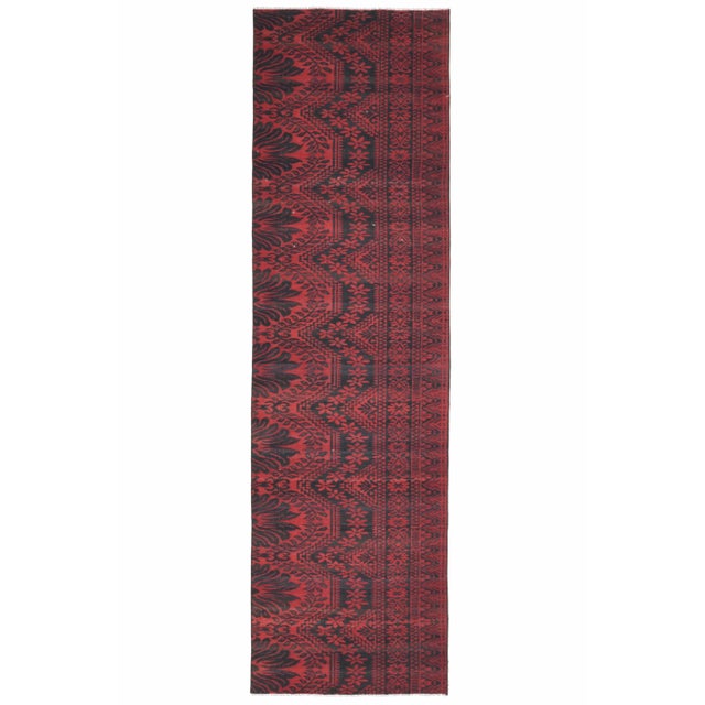 Vintage Turkish Oushak Handmade Wool Cotton Red Runner Rug For Sale - Image 11 of 11