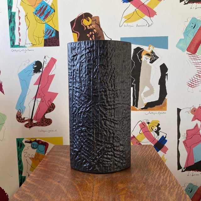 Black Rosenthal Porcelaine Noire Studio line vase by Martin Freyer. Stamped with makers mark and signature.