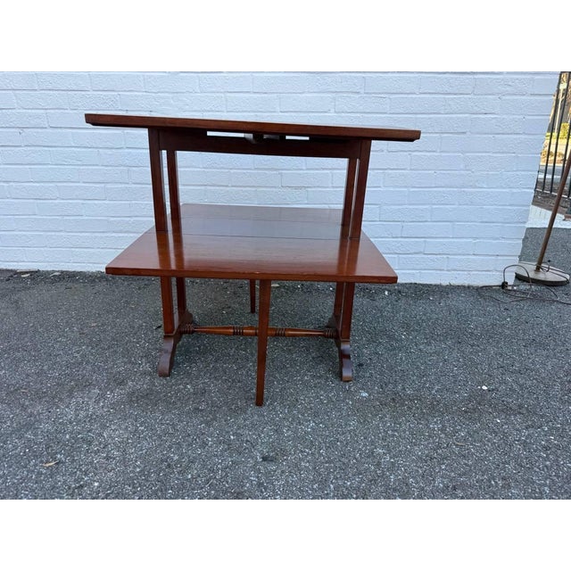 English Early 20th Century George III Style Mahogany Two-Tier Drop-Leaf Portable Serving Table For Sale - Image 3 of 16